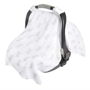 Aden + Anais Carseat Cover White with Elephant Print